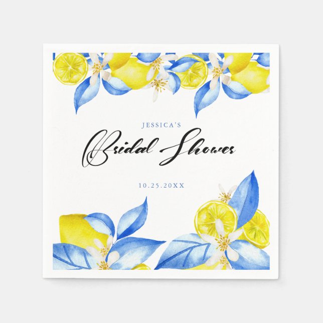 Servilleta De Papel invitación de despedida de soltera floral de limón (Anverso)