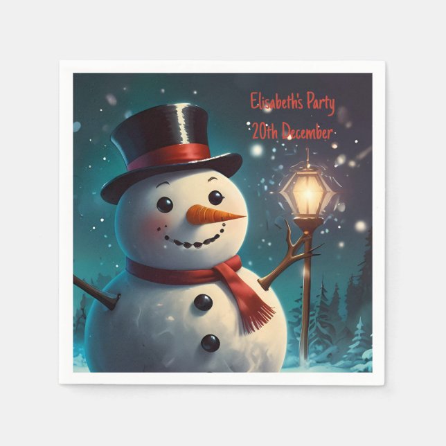 Servilleta De Papel Invitación de fiesta alegre de muñeco de nieve - T (Anverso)