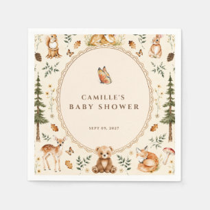 Servilleta De Papel Invitación de Fiesta de Bebé Cottagecore Bosque Fo