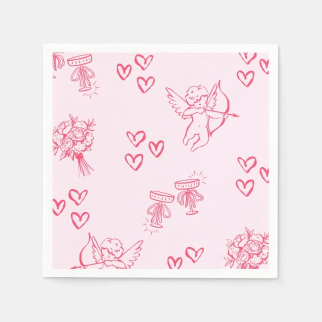 Servilleta De Papel Invitación de Galentine’s Day para Chicas (Anverso)