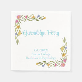 Servilleta De Papel Invitación de graduación universitaria boho floral