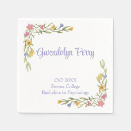 Servilleta De Papel Invitación de graduación universitaria floral boho