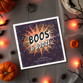 Servilleta De Papel Invitación de Halloween para adultos Boos & Booze