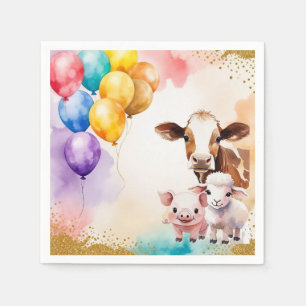 Servilleta De Papel Invitación divertida de cumpleaños con animales de
