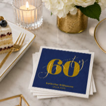 Invitación elegante de cumpleaños número 60 azul y