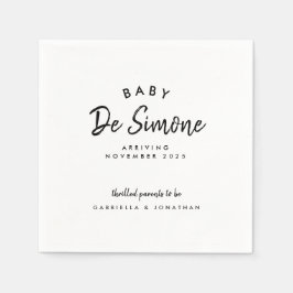 Servilleta De Papel Invitación moderna del embarazo blanco negro
