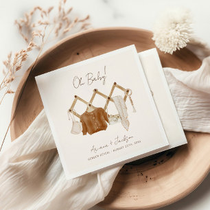 Servilleta De Papel Invitación Neutral de Ducha para Boho Baby