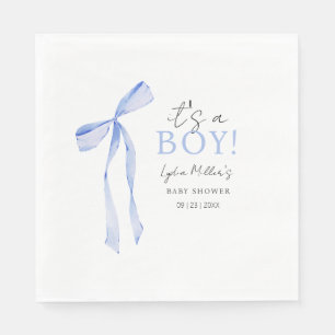 Servilleta De Papel Invitación para Baby Shower con Lazo Azul, Baby Sh