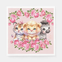 Invitación para Baby Shower de niña con animales s