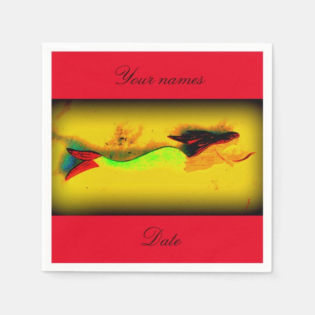 Servilleta De Papel invitación personalizada de sirena de natación (Anverso)