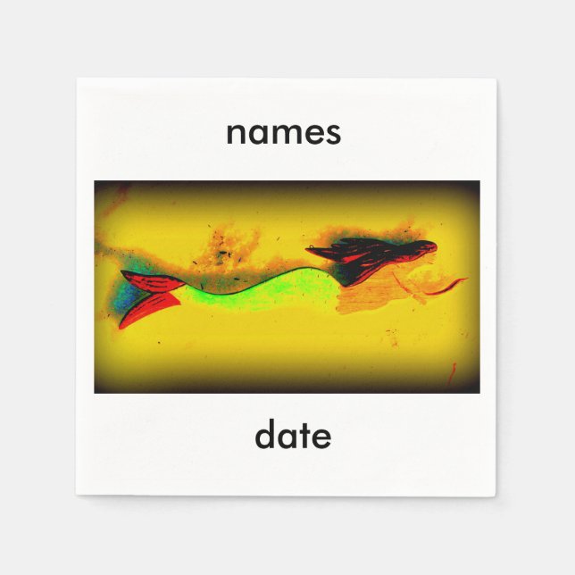 Servilleta De Papel invitación personalizada de sirena de natación (Anverso)