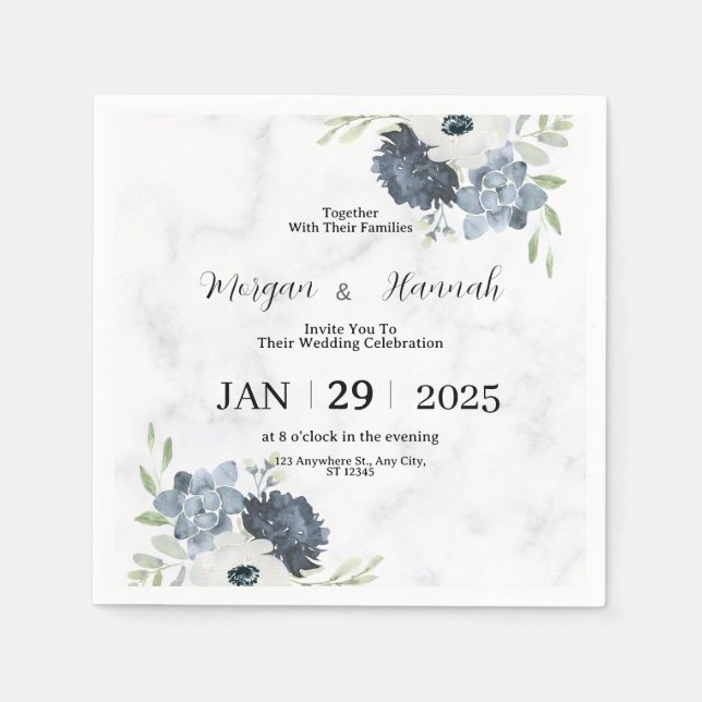 Servilleta De Papel Invitaciones de matrimonio modificables (Anverso)