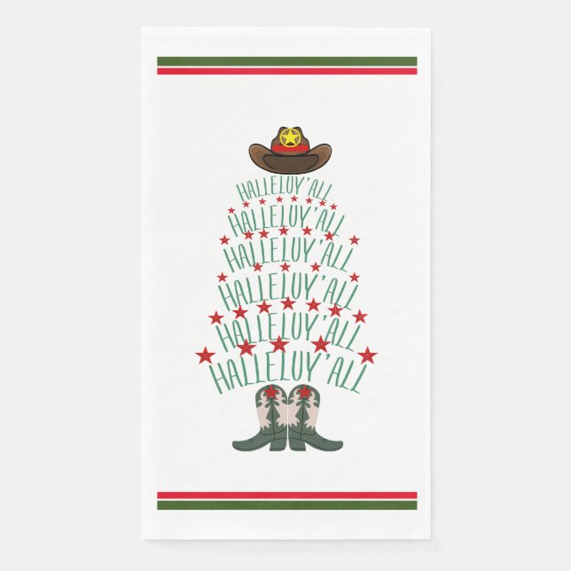 Servilleta De Papel Invitado de Cowboy Christmas Tree en 2024 (Anverso)