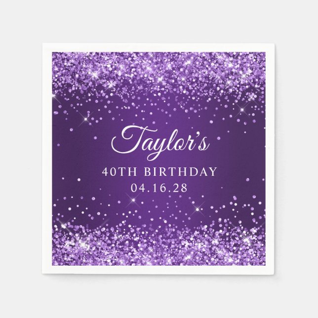 Servilleta De Papel Invitado de cumpleaños número 40 con efecto ombre  (Anverso)