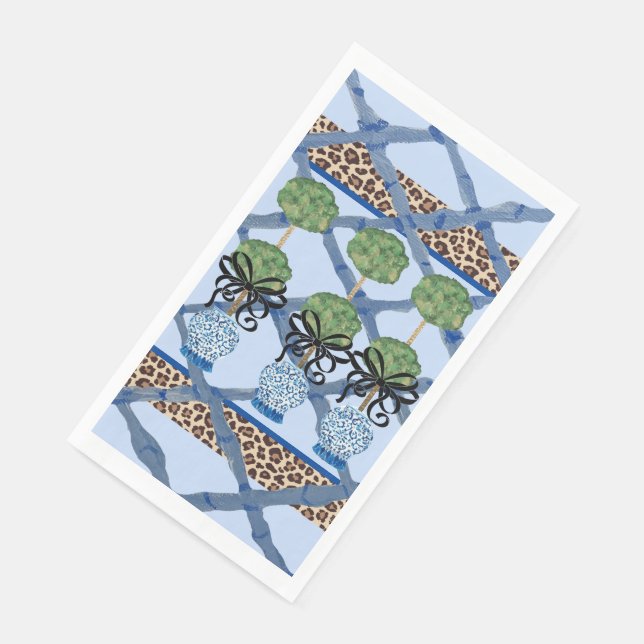 Servilleta De Papel Invitado de Leopard Bamboo Chinoiserie Ginger Jar  (Esquina)