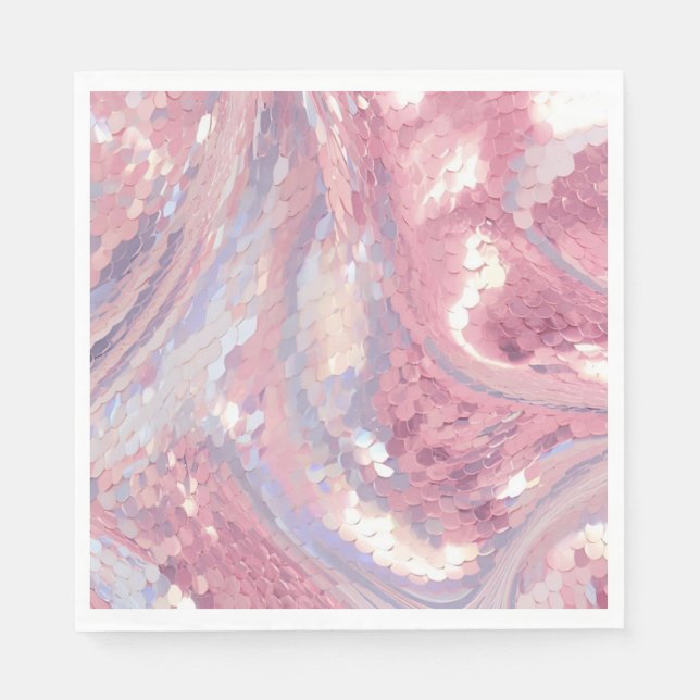 Servilleta De Papel Iridesecent Pink and Purple Sequin (Anverso)