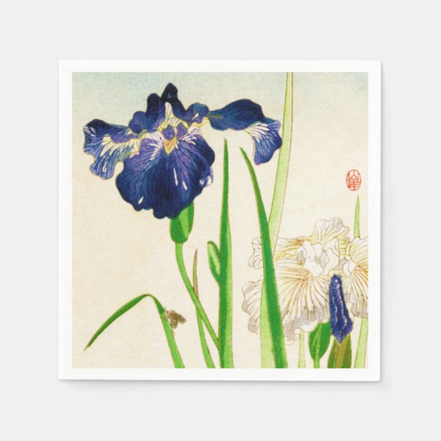 Servilleta De Papel Iris azul - Impresión de acuarela japonesa (Anverso)