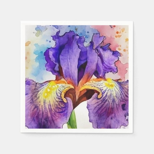 Servilleta De Papel Iris morado en acuarela (Anverso)
