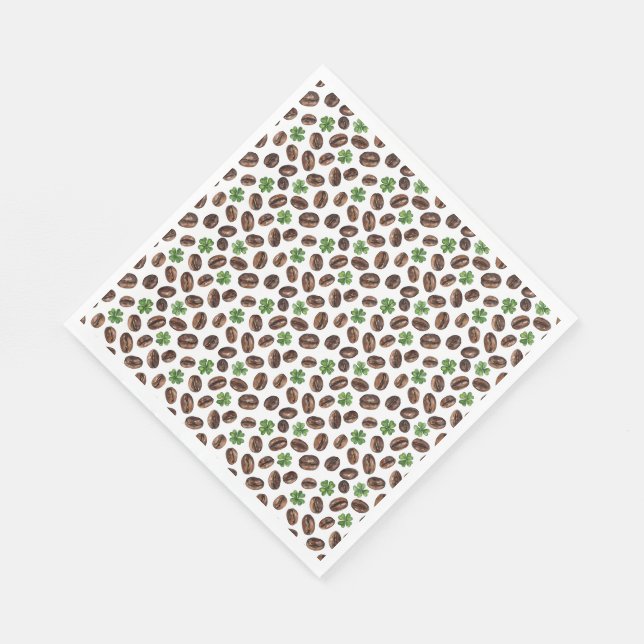 Servilleta De Papel Irish Coffee Beans and Shamrocks Funny Design (Esquina)