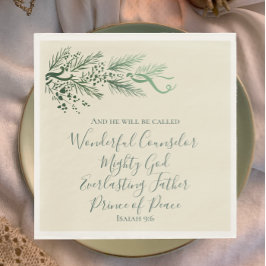 Servilleta De Papel Isaiah 9:6 Elegantes Navidades únicos de pino verd