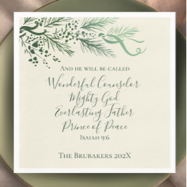 Servilleta De Papel Isaiah 9:6 Navidades de Pino Masaje Personalizados