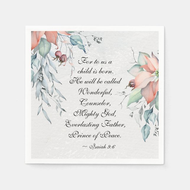 Servilleta De Papel Isaías 9:6 Se le llamará Maravilloso... Navidades (Anverso)