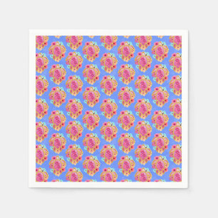 Servilleta De Papel Isla Azul Rosa Tropical Turdus Floral