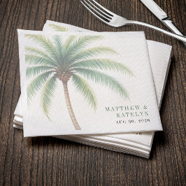Servilleta De Papel Isla de Palmeras Destino Boda Verde