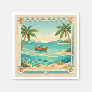 Servilleta De Papel Isla Phu Quoc, Vietnam, en un limpio estilo retro