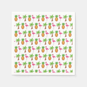 Servilleta De Papel Isla Tropical Palm Tree Pineapple Flamingo Rosa
