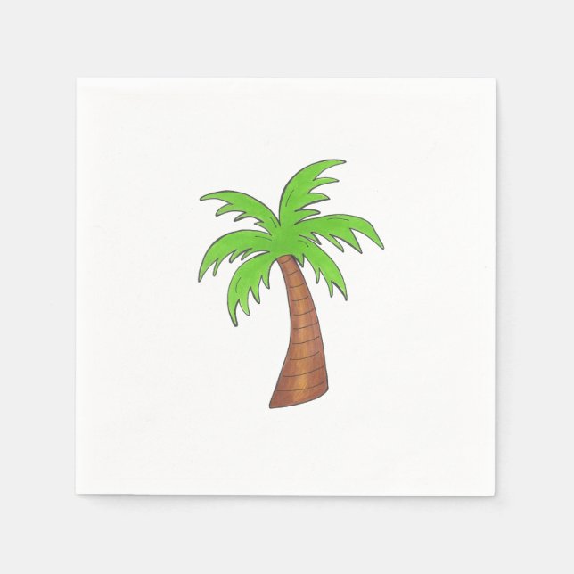 Servilleta De Papel Isla Tropical Verde Palm Tree Napkin (Anverso)