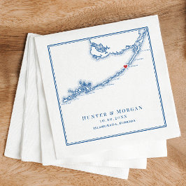 Servilleta De Papel Islamorada FL Map Elegant Navy Blue Boda