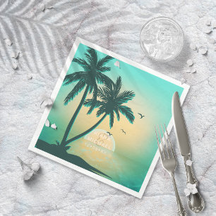 Servilleta De Papel Isle Tropical Sunrise Boda ID581 Verde azulado
