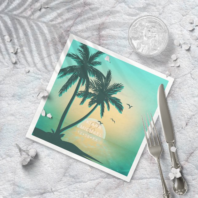 Servilleta De Papel Isle Tropical Sunrise Boda ID581 Verde azulado (Subido por el creador)