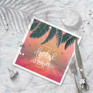 Servilleta De Papel Isle Tropical Sunrise Bridal Shower Pink ID581