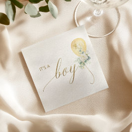 Servilleta De Papel It’s A Boy Baby Shower –Gold Balloon & Greenery