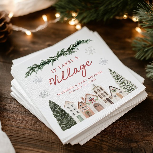 Servilleta De Papel It Takes a Village Snowflake Winter Baby Shower (Subido por el creador)