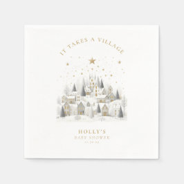 Servilleta De Papel It Takes a Village Snowy Whimsical Baby Shower 