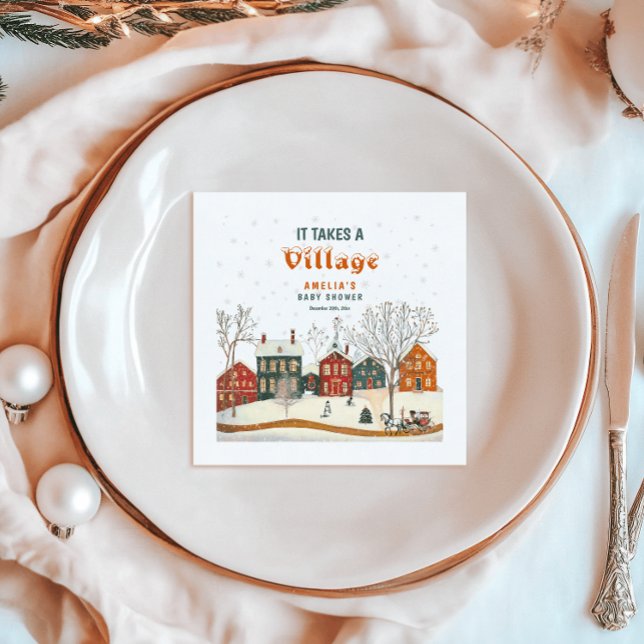 Servilleta De Papel It Takes a Village Winter Baby Shower Napkins (Subido por el creador)