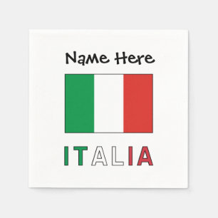 Servilleta De Papel Italia y Bandera Italiana con Tu Nombre