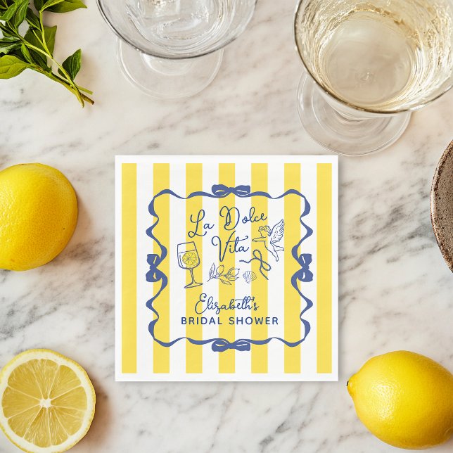 Servilleta De Papel Italian Bridal Shower Napkins Lemon Theme La Dolce (La Dolce Vita Whimsical Italian Bridal Shower Napkins)