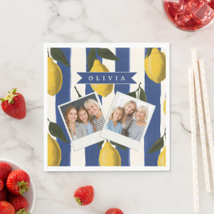 Servilleta De Papel Italiano Personalizado de Raya de Limón Costero