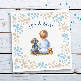 Servilleta De Papel It's a Boy | Baby and Dachshund Puppy Baby Shower