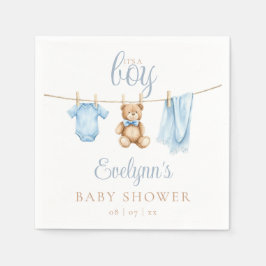 Servilleta De Papel Its A Boy Blue Clothesline Baby Shower