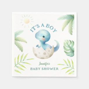 Servilleta De Papel It's a Boy! Cute Dino Dinosaur Baby Shower