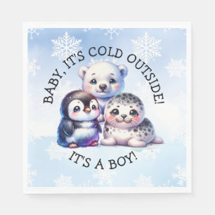 Servilleta De Papel It's a Boy   Polar Arctic Winter Baby Shower