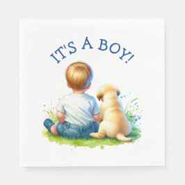 Servilleta De Papel It's a Boy | Un bebé y su Baby Shower de perro