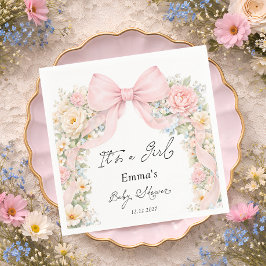 Servilleta De Papel It's a Girl Bow Coquette Bow Baby Shower