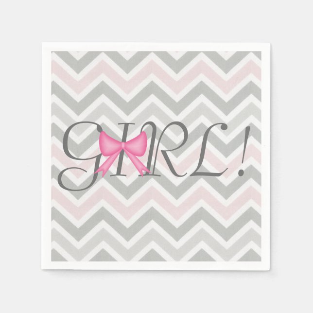 Servilleta De Papel It's a Girl! Bow Themed Baby Shower Napkins (Anverso)