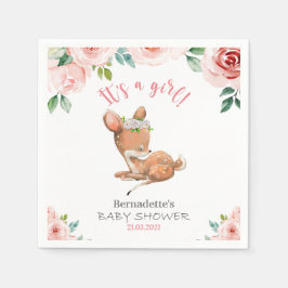 Servilleta De Papel It's a Girl! Cute Fawn Baby Shower Napkins